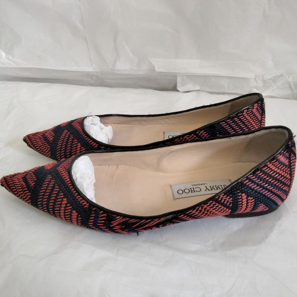 Jimmy Choo Alina Woven Flat Slip On Shoes Pointed Toe 36. 5